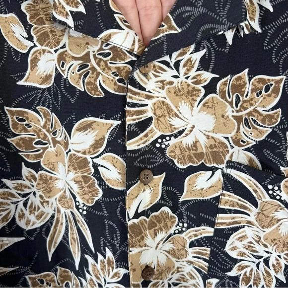 Milano Bay Men's Hawaiian Shirt Black Tan Short Sleeve Button Up Tropical Sz XXL - Picture 6 of 11